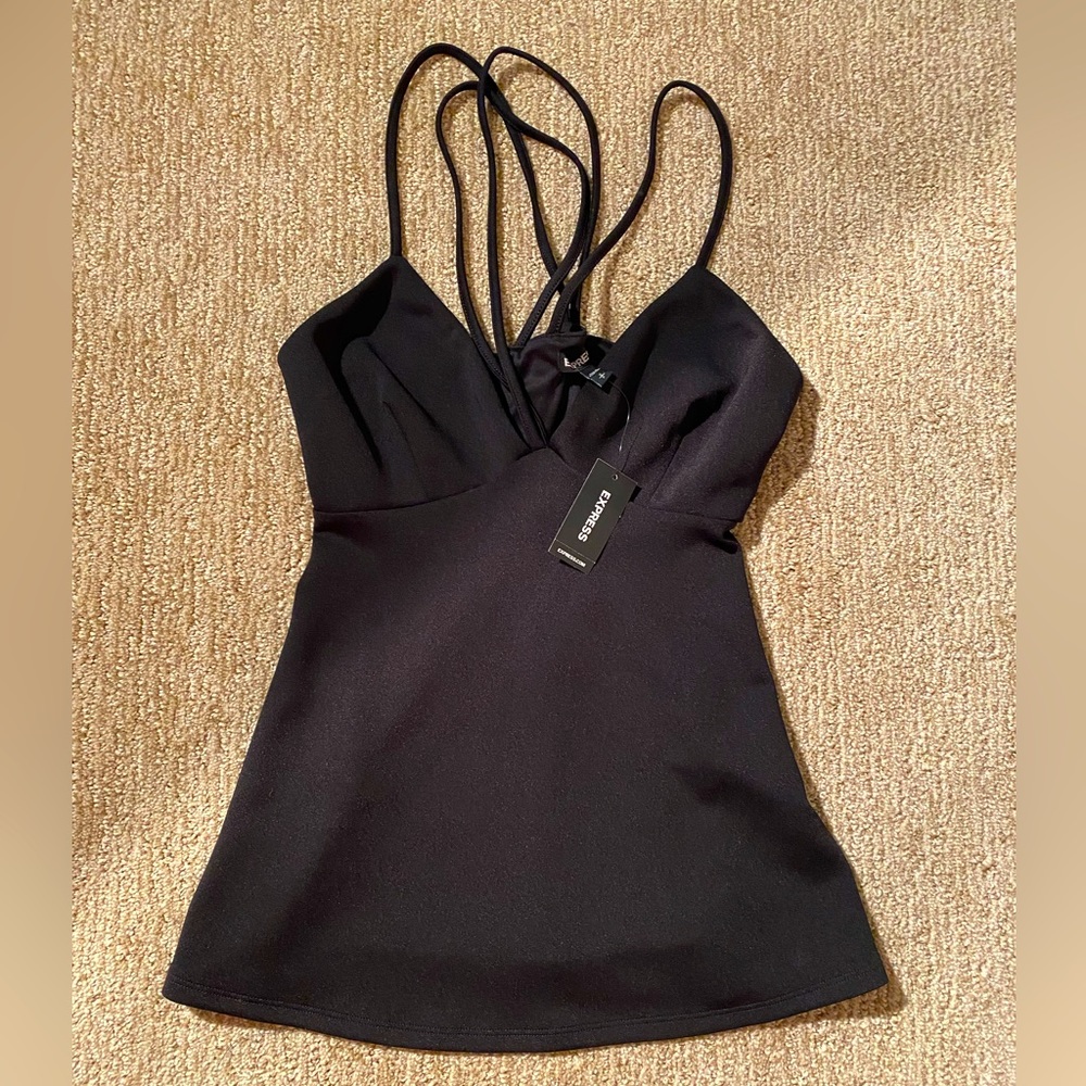 Express Women’s Black Thin Strap Dress Top Strap Design, Size Small. NWT